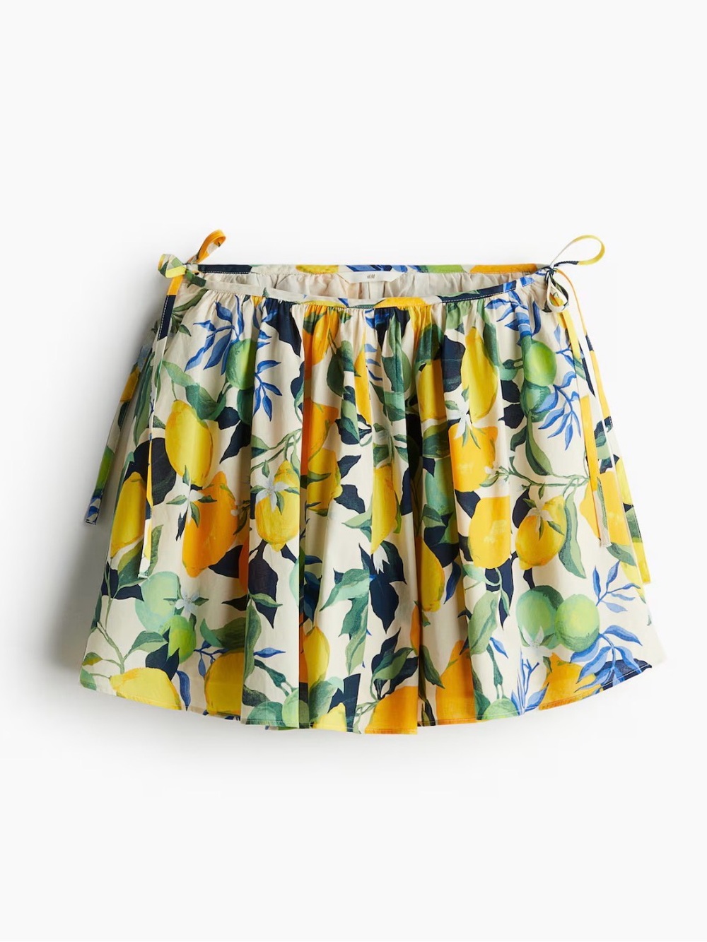 H&M Lemon Botanical Circle Skirt in Yellow, Green & Cream